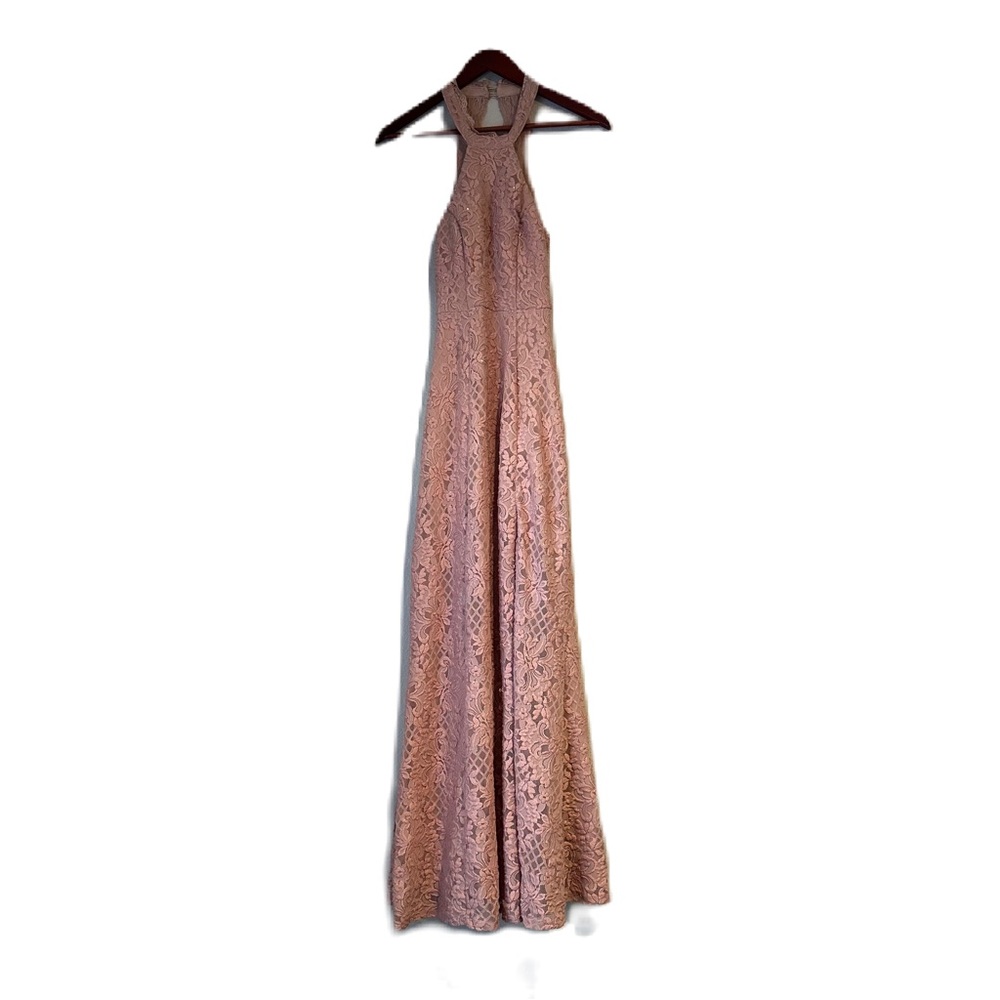 Pink Lace Sparkle Formal Maxi Dress